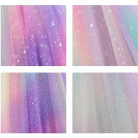 Herfair 2 m Tulle Tulle DIY by Hand Bow Headdress Rainbow Clothing Fabric Organza Fabrics for Sewing Sold by the Metre for Wedding Birthday Party Festive Event Decor Supplies Touch Delicate Fine (1)