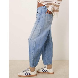 Qazel Vorrlon Womens Ripped Barrel Jeans Stretch Y2K 2025 Trendy High Waisted Baggy Boyfriend Wide Leg Denim Ankle Pants