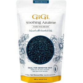 GiGi Hard Wax Beads, Soothing Azulene Hair Removal Wax for Sensitive Skin, 14 oz