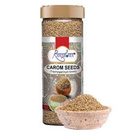Ramaroma Carom Seed Whole (Ajwain) Spice 3.5oz (100) ~ All Natural | Gluten Friendly | NON-GMO | Vegan | 100% Raw Ajwain Seed from India | Carom Weed Seed for Cooking