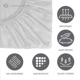 Super King Fitted Sheet - 180 x 200cm with 30cm Deep Pocket, Soft Brushed Microfibre, Wrinkle-Free, Easy Care, Fade & Shrink Resistant by MAGNA COLLECTION (White, Super King)