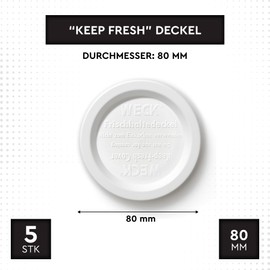 Weck Keep Fresh 80mm Lids 5 Pack | For Preserving, Juices, Airtight Storage of Dry Ingredients Jars