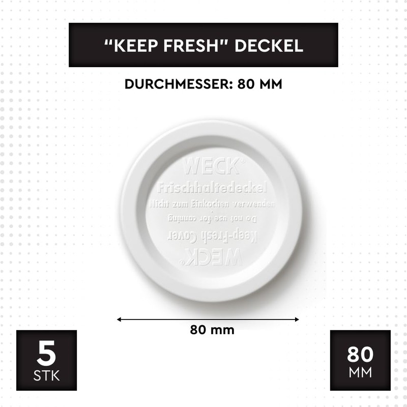 Weck Keep Fresh 80mm Lids 5 Pack | For Preserving,