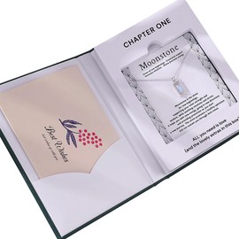 GINAZL New Beginnings Gifts for Women, Natural Moonstone Necklace Graduation Gifts for Her coworker leaving gift for women retirement new job divorce gift (MN)