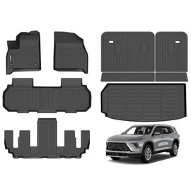 GINOWY-Floor Mats & Cargo Liner for Buick Enclave 2025, TPE All Weather Protection 2025 Enclave Car Floor Mats, Non-Slip Trunk Mat Waterproof Enclave Accessories Mats,Black