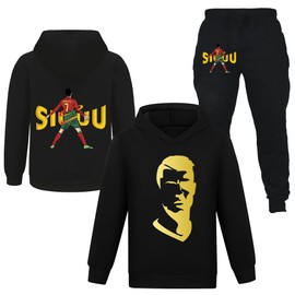 NO.7 Football Training Casual Hoodies and Pants 2Pcs Sets NO.7 Football Kit Kids Tracksuits Sets, Black, 12-13 Years