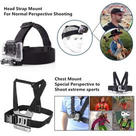 Action Camera Mount Kit,Includes Chest Vest Harness Head and Wrist Strap Mount Backpack Clip Holder for Gopro Hero 11,10,9 8 Max 7 6 5 4 3 DJI Osmo AKASO