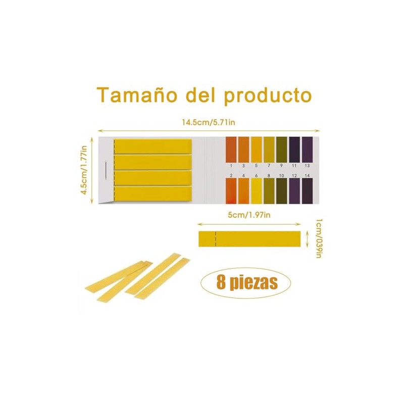 8 Tiras de Reacci?n para Medir Ph 1-14?pruebas Precisa en