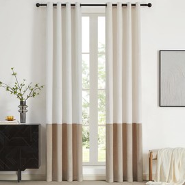 BULBUL Color Block Window Curtains Panels 84 inches Long Cream Ivory Champagne Velvet Farmhouse Drapes for Bedroom Living Room Darkening Treatment with Grommet Set of 2