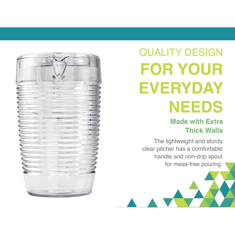 Arrow Home Products Clear Plastic Beverage Pitcher with Lid, 76