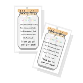 Libby Glass Can Care Instruction Cards | 50 pk | for Frosted Glass for Sublimation with Bamboo Lids 16 oz. SVG Wrap Care Instructions Packaging Client Cards