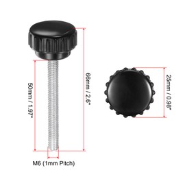 QUARKZMAN Pack of 8 Thumb Screws with Thread M6 x 50 mm Round Head Screw Round Handle Bolt Clamping Buttons 25 mm Hand Buttons Thumb Screws Tension Screw for Industrial Machine