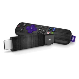 MightySkins Skin Compatible with Roku Streaming Stick + - Black Wood | Protective, Durable, and Unique Vinyl Decal wrap Cover | Easy to Apply, Remove, and Change Styles | Made in The USA