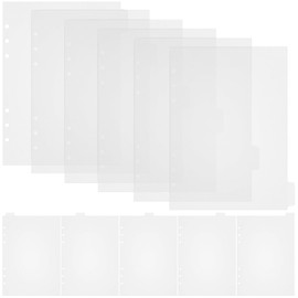 Index Divider Card Sheet a5 6 Holes Transparent Plastic Index Page Labels Divider Labels Board Tabs File Accessories Office 11 Pieces (6 with Side Tabs + 5 Top Tabs)