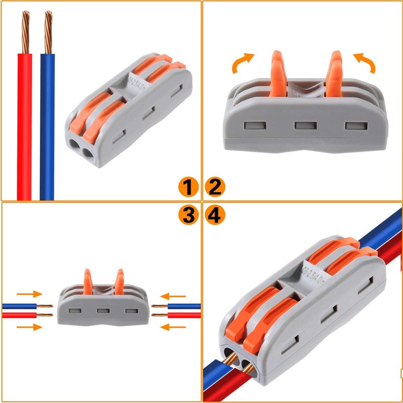 50pcs Conductor Compact Connectors Lever Wire Nut Electrical Connectors with