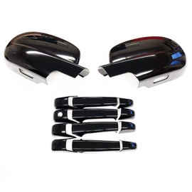 Overun Glossy Black Painted Side Door Full Mirror+Handle Covers Overlay Designed for 2007-2013 Silverado Sirra Tahoe Avalanche Suburban Yukon XL Escalade