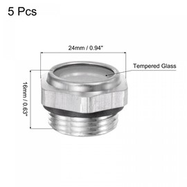 sourcing map Air Compressor Oil Level Indicator Sight Glass M20 x 1.5 mm Liquid Indicator Pack of 5