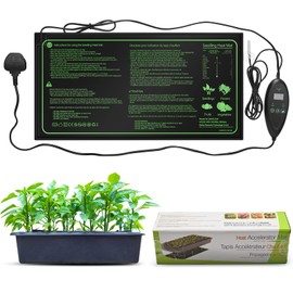 Errum Seedling Heat Mat Plant Heated Propagator with Thermostat Controller, Waterproof Seedling Heating Pad for Propagation Germination Tray(10''x20''), black (130)