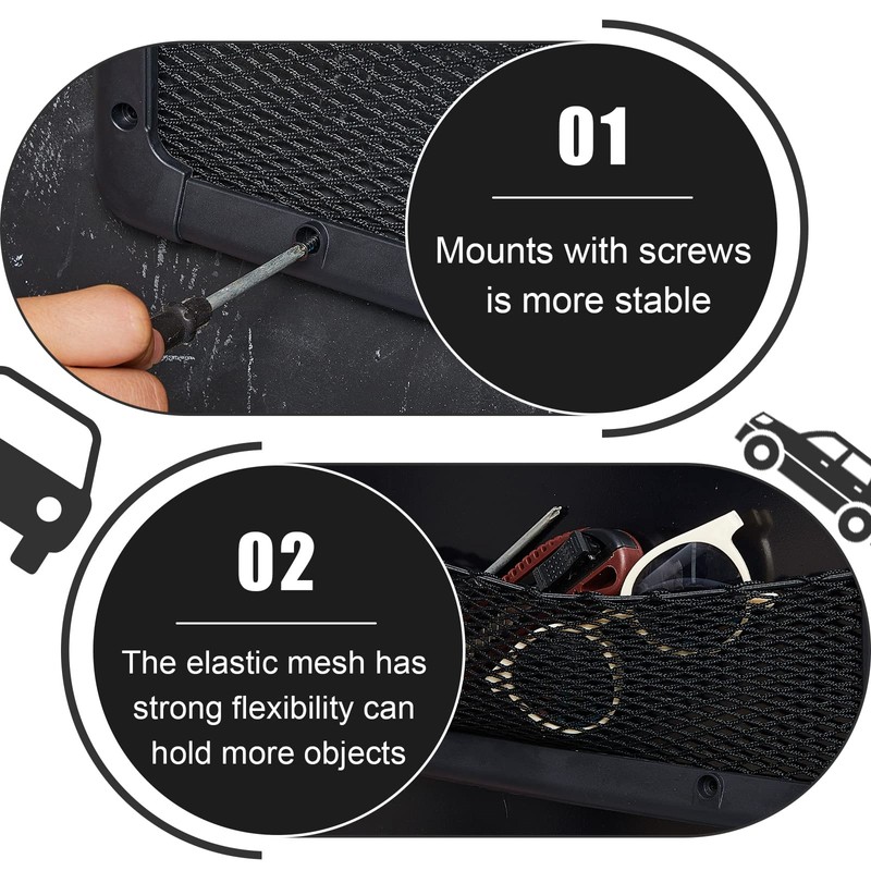Frienda 2 Pcs ABS Plastic Frame Car Storage Net Bag