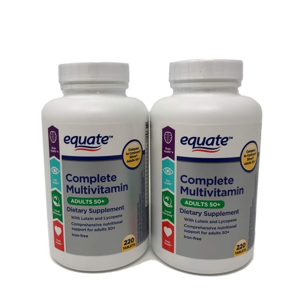 Equate Mature Adult 50+ One Daily Complete Multivitamin Compare to Centrum Silver (200 Ct) ( Pack of Two )