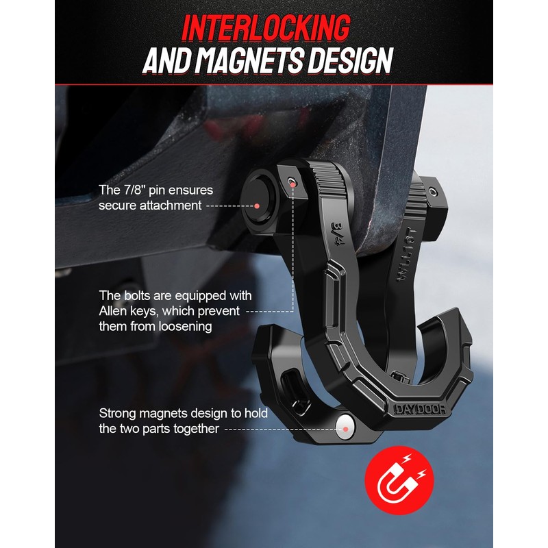 DAYDOOR D Ring Shackles with Snatch Block, 45,000Lbs Break Strength