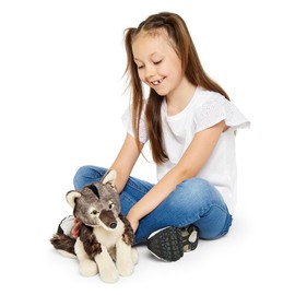 Zappi Co William the Grey Wolf Plush Toy Timber Wolf (22cm) Howling Friend - Soft, Cuddly, 100% Recycled - Loyal Pack Companion