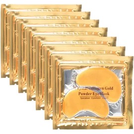 Parches para Ojos, 10 Pares, Máscaras de Colágeno de 24K, Mascarilla Contorno de Ojos, Antienvejecimiento, Hidratante, con Ácido Hialurónico y Vitamina C