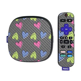 MightySkins Carbon Fiber Skin Compatible with Roku Ultra HDR 4K Streaming Media Player (2020) - Girly | Protective, Durable Textured Carbon Fiber Finish | Easy to Apply | Made in The USA