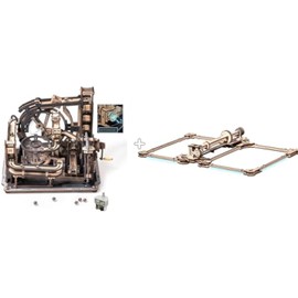 ROBOTIME 3D Puzzle Combination Set, Including Motorized Marble Spaceport LGC01 + Link Pack LG01, Connecting with Marble Night City LGA01, Engine Kit