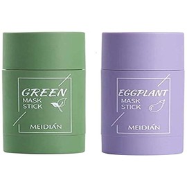 REMIFA 2pcs máscara de arcilla purificadora de té verde, máscara exfoliante de té verde limpieza profunda de puntos negros, control de aceite de berenjena y textura fina de la piel, hidratante