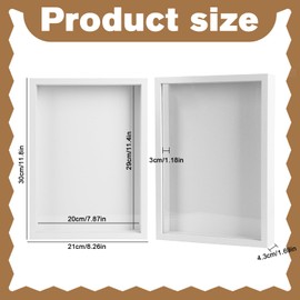 Rdlobu 3D Deep Picture Frame 21 x 30 x 4.5 cm Shadow Box Frame, White Deep Box Frames for Crafts, Memorabilia, Pictures, Flowers
