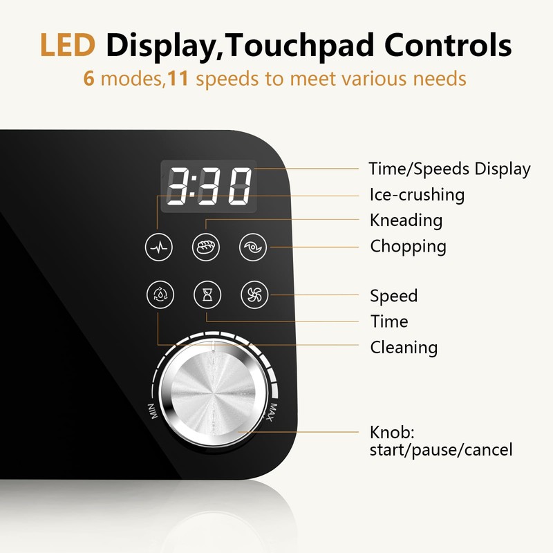 COOKLEE Food Processor, 600 Watts, 6 Functions Electric Vegetable Chopper