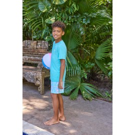 Hurley Boys' Pull On Swim Trunks, Blue Ice/Flamingo, Small