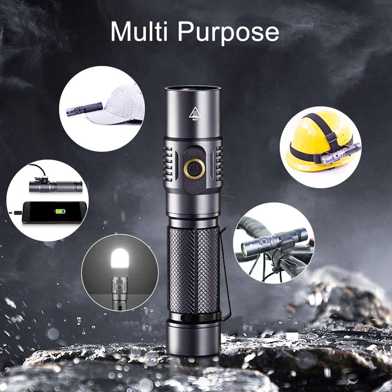 Super Bright Flashlight IPX7 Waterproof White Light Portable Rechargeable Flashlight
