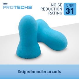 Flents Protechs Real Quiet Foam Ear Plugs for Small Ear Canals, Soft, Comfortable Hearing Protection for Sleep, Work, Travel & Loud Noise, NRR 31, Easy to Use, Blue, 10 Pairs