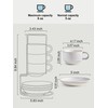 Gomakren 6 Ounce Cappuccino Cups with Saucers and Metal Stand,