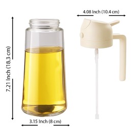 2 in 1 Olive Oil Sprayer & Dispenser Bottle – 470ml/16oz Glass Spray and Pour Oil Bottle for Cooking, Air Fryer, Salad, BBQ – Kitchen Gadgets & Accessories (White)