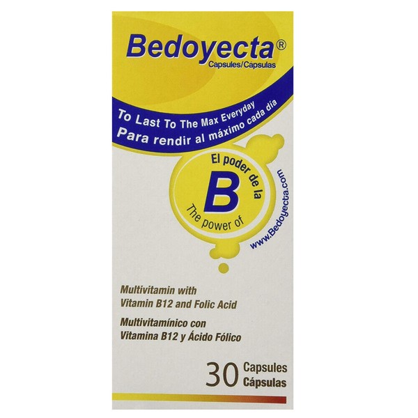 Bedoyecta B Complex Supplement. With Folic Acid, Vitamin C and Iron. 30 Caps