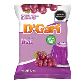 D´Gari Polvo para preparar gelatina con agua sabor uva 720 g