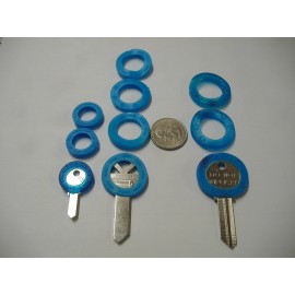 LOT OF TEN BLUE ASSORTED IDENTIFIER RINGS IDENTIFICATION FOR KEYS