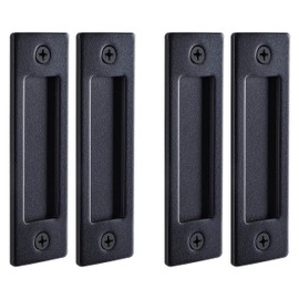 Wright Products 2 Pack Barn Door Flush Handle Set, Matte Black - Interior Barn Door Handle Set