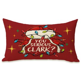 Fahrendom Christmas Vacation Lumbar Decorative Rectangle Pillow Cover 12x20, Xmas Classic Movie You Serious Clark Red Porch Patio Outdoor Pillowcase, Winter Holiday Sofa Couch Cushion Case Home Decor