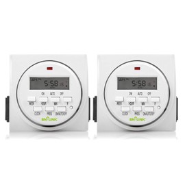 BN-LINK 7 Day Heavy Duty Digital Programmable Timer, FD60 U6, 115V, 60Hz, Dual Outlet, Indoor, Packaging May Vary, Dual Outlet, for Lamp Light Fan Security UL Listed(2 Pack)