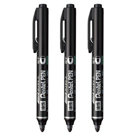 Pentel NXS15AP3AMZ Permanent Pen Retractable Handy S Pentel PEN AMZ-NXS15AP3AP3 Fine Point, Black, 3 Pens