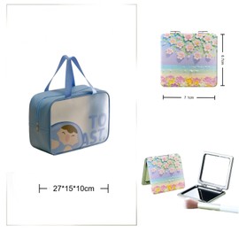 BBMMAYB Suitable for toiletry bag, travelling women's portable business trip waterproof transparent makeup bag cosmetics storage swimming bag fitness bath bag(grass blue)