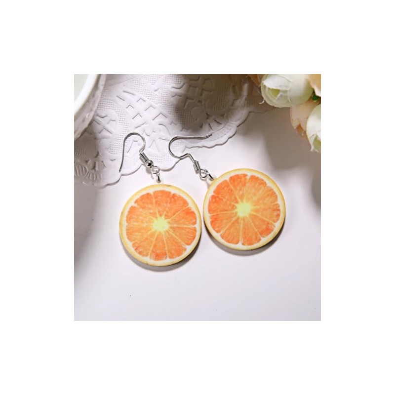 BLeezm Orange Funny Fruit Earrings Orange Drop Dangle & Cute