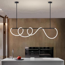 CdaAchRei 59.06" Kitchen Island Lighting,Adjustable Height Linear Chandelier,Led Dimmable Aluminum DIY Shapes Ceiling Pendant Light Fixtures with Remote Control for Dining Room,Living Room