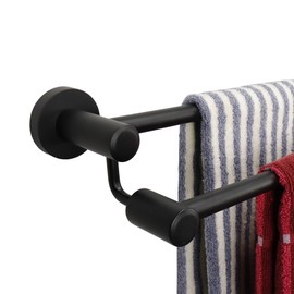TocTen Double Bath Towel Bar - Thicken SUS304 Stainless Steel Towel Rack for Bathroom, Bathroom Accessories Double Towel Rod Heavy Duty Wall Mounted Towel Holder (Black,24IN)