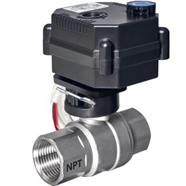 Electric Motorized Ball Valve, 1" Stainless Steel Electrical Ball Valve with Full Port, 9-24V AC/DC and 2 Wire Reverse Polarity Setup, with Manual Override