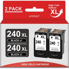 240XL Ink Remanufactured Ink Cartridge Replacement for Canon 240XL 240to use with Pixma MG3620 MG3520 MX472 TS5120 MX452 MX432 MX532 MG3220 Printer (2 Black Pack)